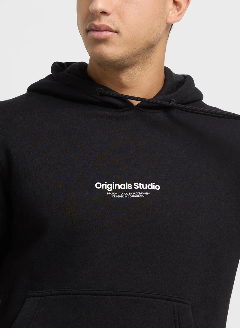 JACK & JONES Jorvesterbro Logo Print  Drawstring Hoodie