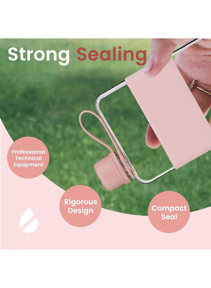 SYOSI Flat Water Bottle, Slim Travel Bottle with Silicone Grip and Carry Strap Space Saving Transparent PP 500ml Reusable Leakproof Design for School Office Handbag Outdoor Use, Clear - Image 3