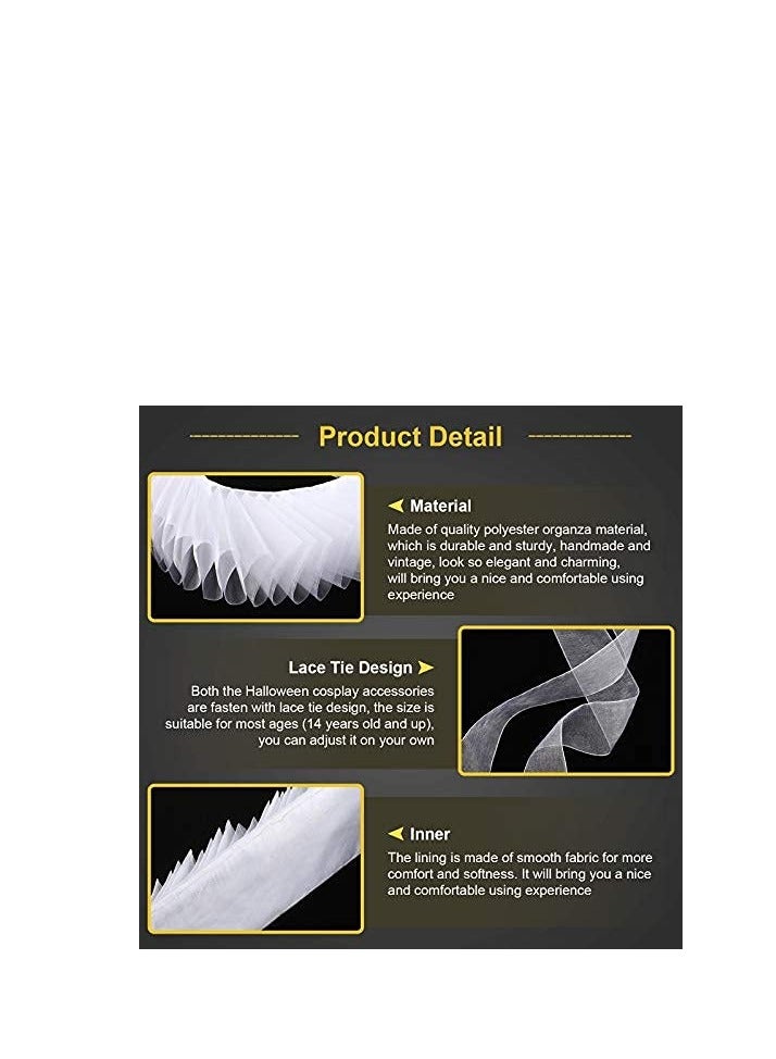 SYOSI Renaissance Collar and Cuff Set Elegant Victorian Costume Accessories Handwork Cosplay Accessories Wrist Cuffs Ruffled Neck Collar - Image 2