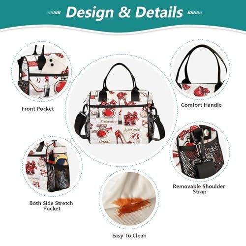 BOENLE High Heels Glasses Bags Lipstick Perfumes Lunch Bag Insulated Cooler Bag Tote Reusable Lunch Box for Women Men Adult Adjustable Shoulder Strap Leakproof for Work Picnic - Image 3