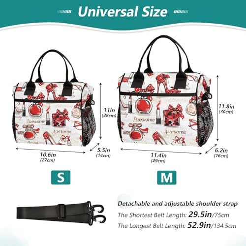 BOENLE High Heels Glasses Bags Lipstick Perfumes Lunch Bag Insulated Cooler Bag Tote Reusable Lunch Box for Women Men Adult Adjustable Shoulder Strap Leakproof for Work Picnic - Image 4
