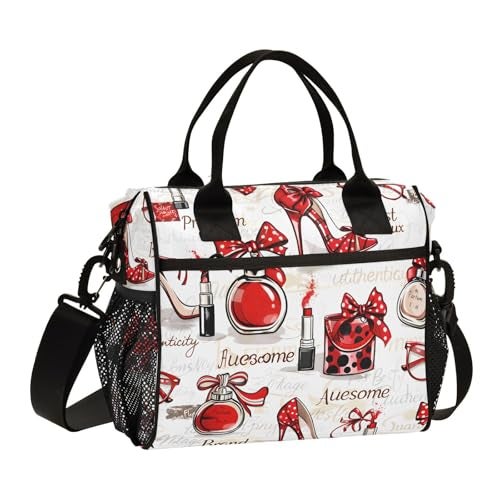 BOENLE High Heels Glasses Bags Lipstick Perfumes Lunch Bag Insulated Cooler Bag Tote Reusable Lunch Box for Women Men Adult Adjustable Shoulder Strap Leakproof for Work Picnic - Image 1