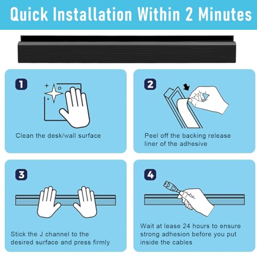 Serplex® 15.7 Inch Self-Adhesive Under Desk Cable Organizer Tray Open Channel Raceway Rail for Power Cords HDMI Ethernet Data Wires No Screw Cord Holder Management Kit for Home Office Workspace - Image 3