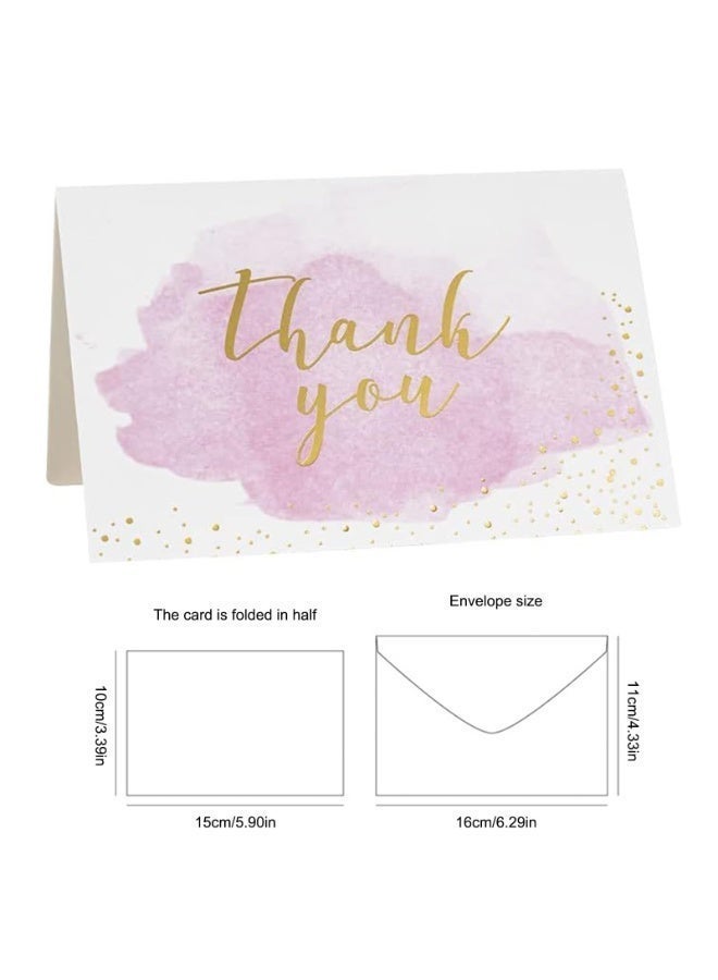 Aideli Thank You Cards Pack of 12 – Gold Foil Watercolor Design, Blank Inside Greeting Cards for Wedding, Birthday, Business, Friends & Family - Image 4