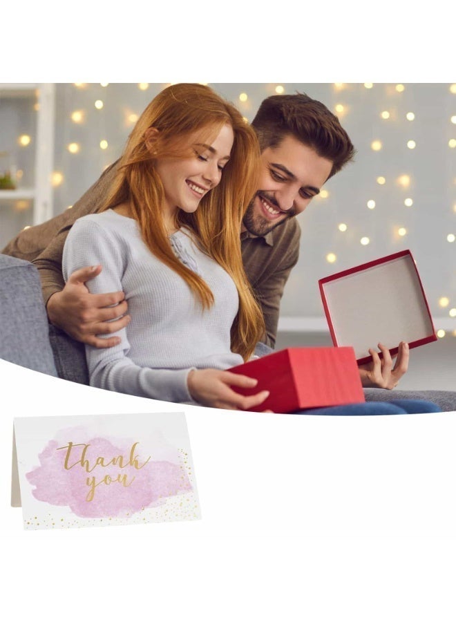 Aideli Thank You Cards Pack of 12 – Gold Foil Watercolor Design, Blank Inside Greeting Cards for Wedding, Birthday, Business, Friends & Family - Image 5
