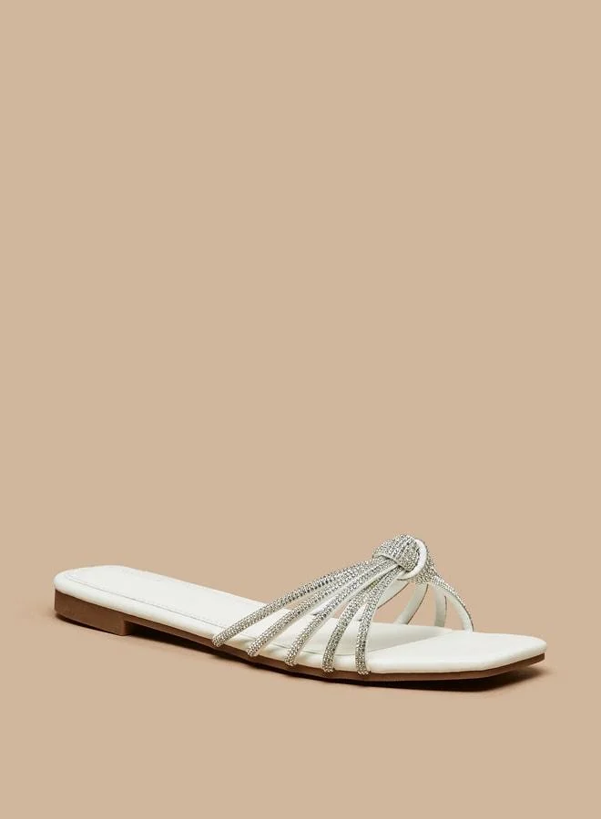 Flora Bella By Shoexpress Women's Embellished Slip-On Sandals With Knot Detail Ramadan Collection