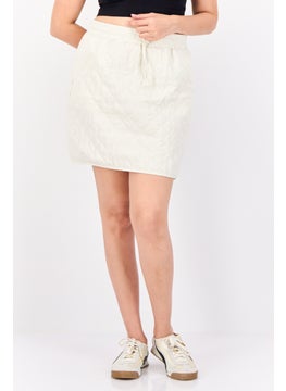 PIECES Women Quilted Mini Skirts, Beige  - Image 1