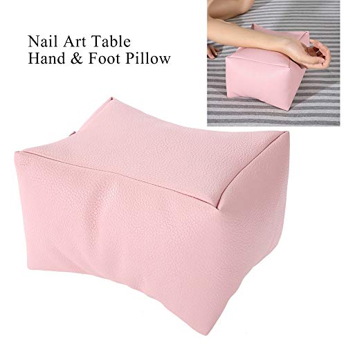 Salmue Manicure Hand PU Leather, Multi-Use Hand & Foot for Nail Art Table Soft Arm Rest Salon Nail Care Waterproof Design for Home Spa, Pink - Image 3