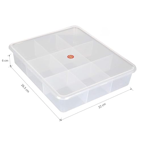 SHREESHANN Plastic Rectangular Grid Box Organizer for Jewelry, Hair Pins, Medicines, Craft Material, Hardware with Partitions/Sections, White, Size 9 Grids - Image 3