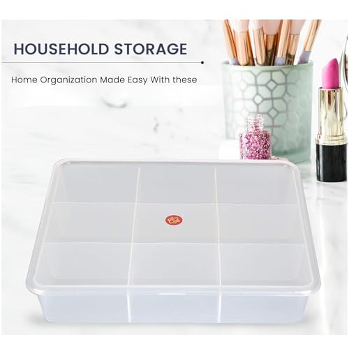 SHREESHANN Plastic Rectangular Grid Box Organizer for Jewelry, Hair Pins, Medicines, Craft Material, Hardware with Partitions/Sections, White, Size 9 Grids - Image 4