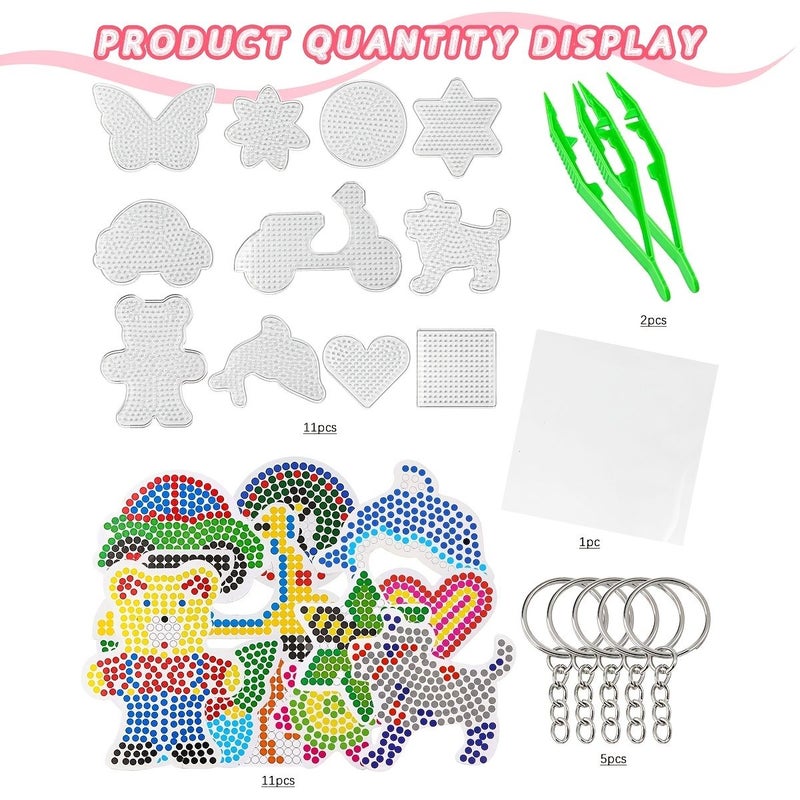 Gift Box Colorful DIY Pixel Art Kit Includes Multi Colored Pixel Beads Animal House Shape Templates Tools Creative Pendant Making - Image 2