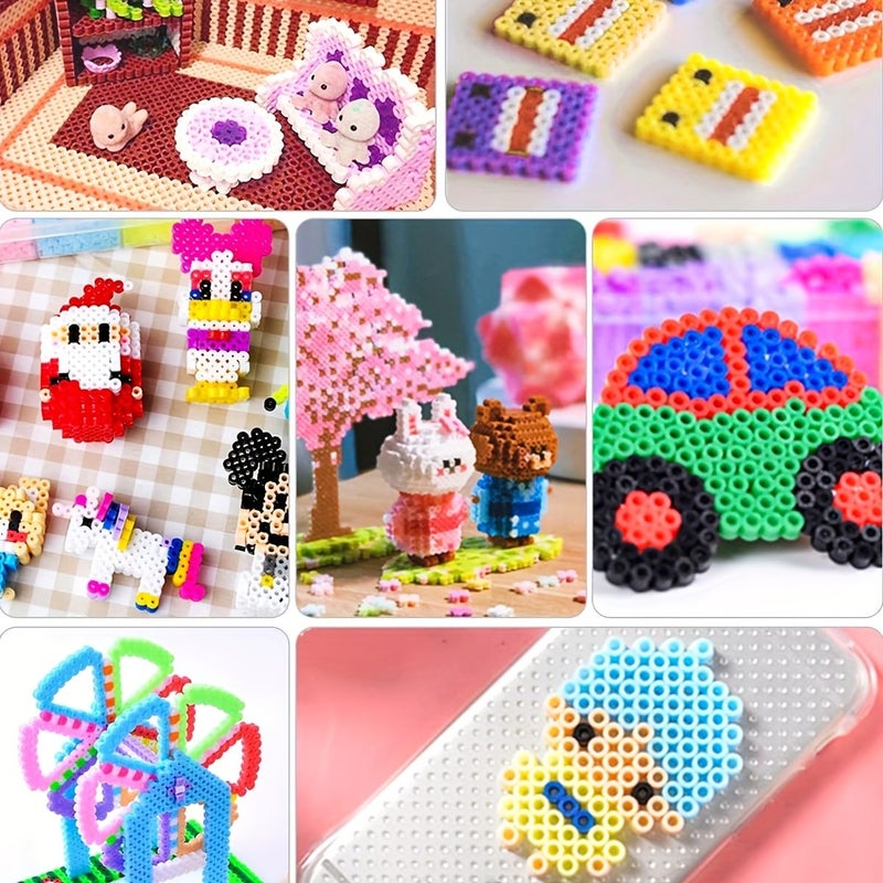 Gift Box Colorful DIY Pixel Art Kit Includes Multi Colored Pixel Beads Animal House Shape Templates Tools Creative Pendant Making - Image 5