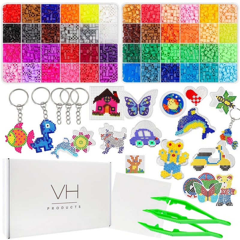 Gift Box Colorful DIY Pixel Art Kit Includes Multi Colored Pixel Beads Animal House Shape Templates Tools Creative Pendant Making - Image 1