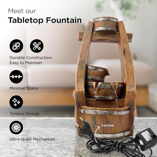 Kuber Industries Polyresin Water Fountain Indoor Home Decor with LED Lights | 28.5x24x48cm | Fountain for Living Room/Hall/Office/Garden D?cor Gifting | Bronze Color - Image 2