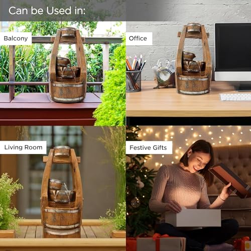 Kuber Industries Polyresin Water Fountain Indoor Home Decor with LED Lights | 28.5x24x48cm | Fountain for Living Room/Hall/Office/Garden D?cor Gifting | Bronze Color - Image 4