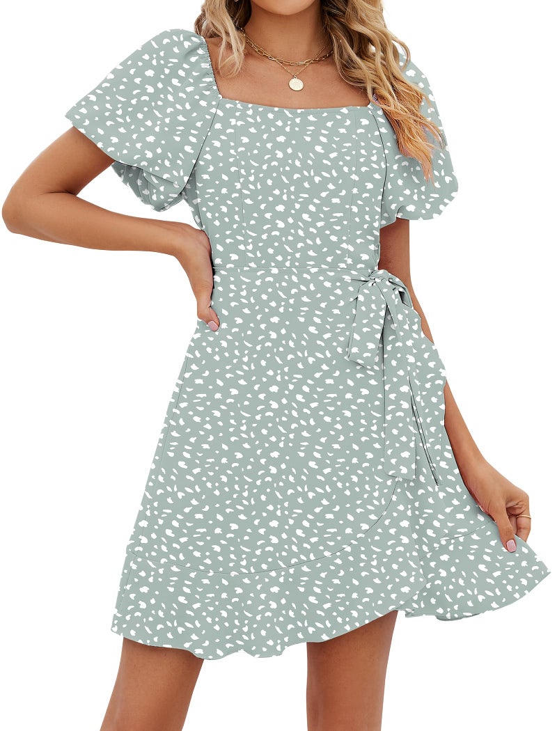 Sampeel Summer Dresses for Women 2026 Tie Waist Dresses Flowy Cute Beach Vacation Outfits L - Image 2