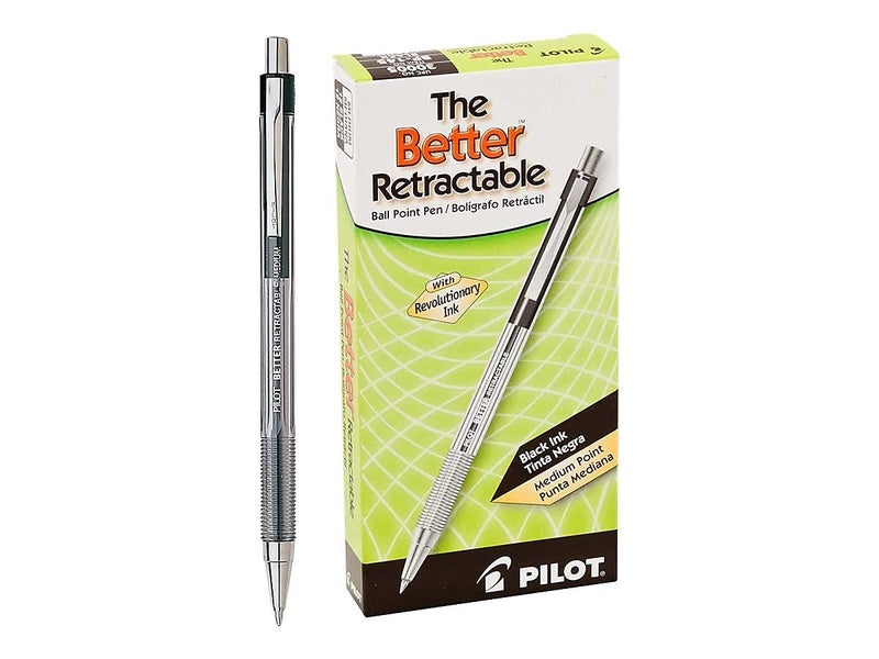 PILOT The Better Ball Point Pen Refillable & Retractable Ballpoint Pens, Medium Point, Black Ink, 12-Pack (30005) - Image 2