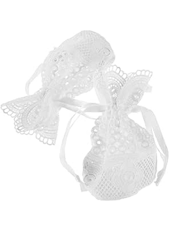 White Lace Drawstring Bags 10x14cm Mini Burlap Jewelry Pouch Wedding Party Favor Storage - Image 1