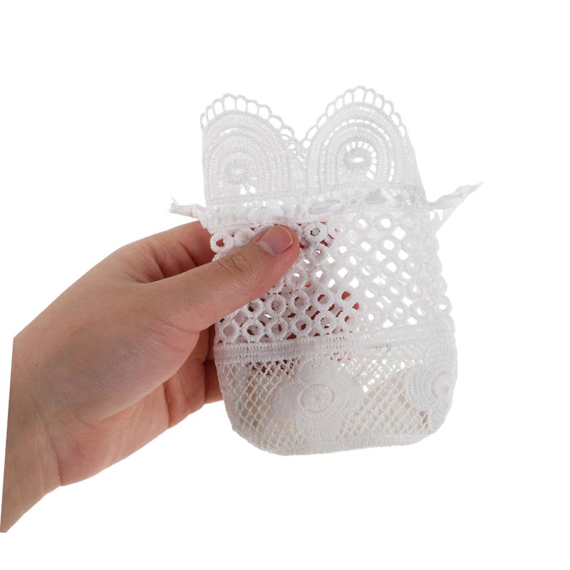 White Lace Drawstring Bags 10x14cm Mini Burlap Jewelry Pouch Wedding Party Favor Storage - Image 5