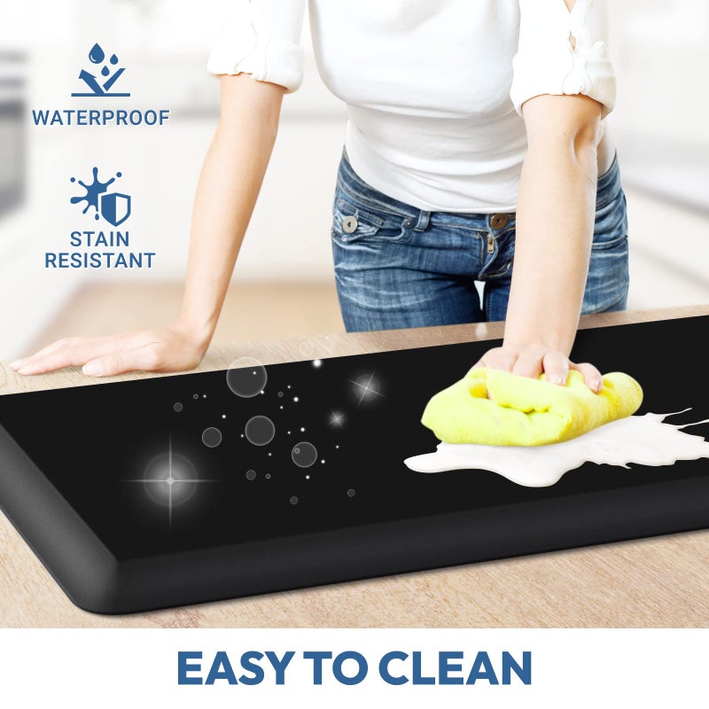 StepLively 4/5 Inch Thick Kitchen Mat - Cushioned Anti Fatigue Mats for Kitchen Floor - Easy to Clean, Waterproof, Non-Slip Kitchen Rug for Sink, Office, Kitchen (17''x28'' Black) - Image 3