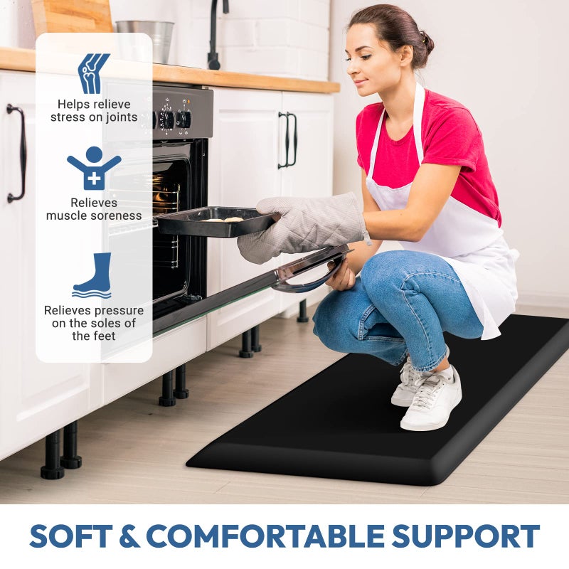 StepLively 4/5 Inch Thick Kitchen Mat - Cushioned Anti Fatigue Mats for Kitchen Floor - Easy to Clean, Waterproof, Non-Slip Kitchen Rug for Sink, Office, Kitchen (17''x28'' Black) - Image 4