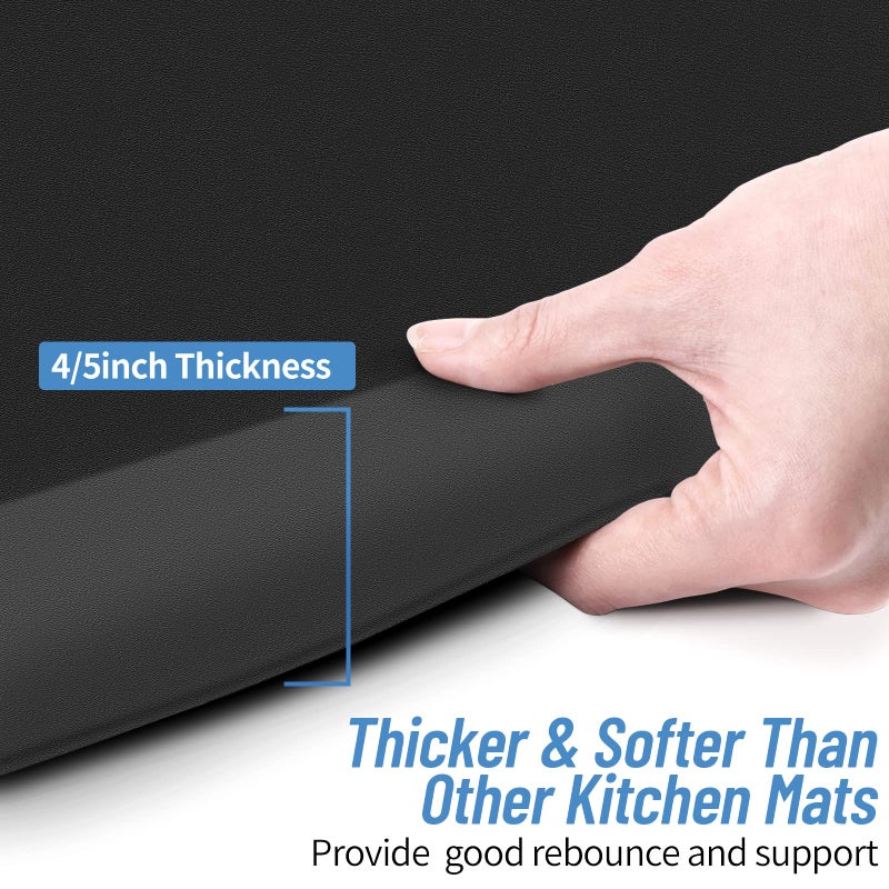 StepLively 4/5 Inch Thick Kitchen Mat - Cushioned Anti Fatigue Mats for Kitchen Floor - Easy to Clean, Waterproof, Non-Slip Kitchen Rug for Sink, Office, Kitchen (17''x28'' Black) - Image 2
