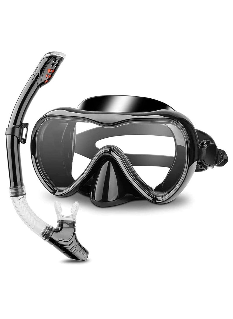 Yakiter Snorkeling Mask with Latest Dry Top Breathing System,Fold 180°Panoramic Diving Snorkeling Goggles Tempered Glass Anti-Fog Anti-Leak Snorkeling Gear for Adults and Youth  - Image 1