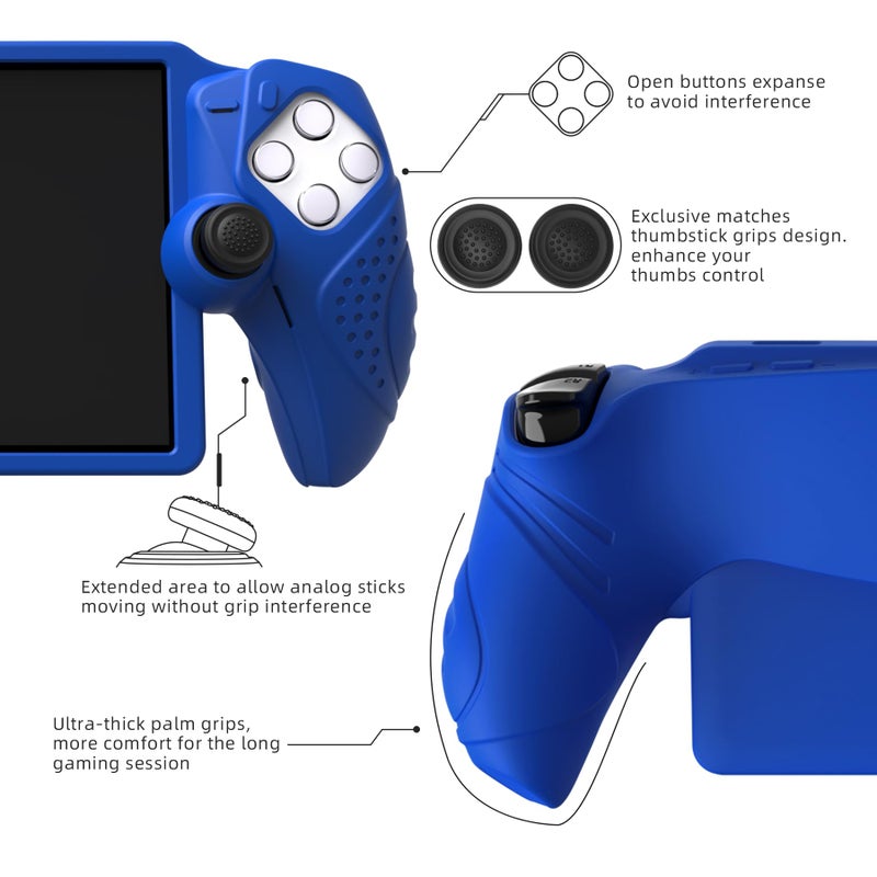 PlayVital Design for PS Portal Cover, Guardian Edition Silicone Protective Case for PS Portal Remote Player with Thumb Grips - Shockproof, Anti-Slip Grip Accessories - Blue - Image 2
