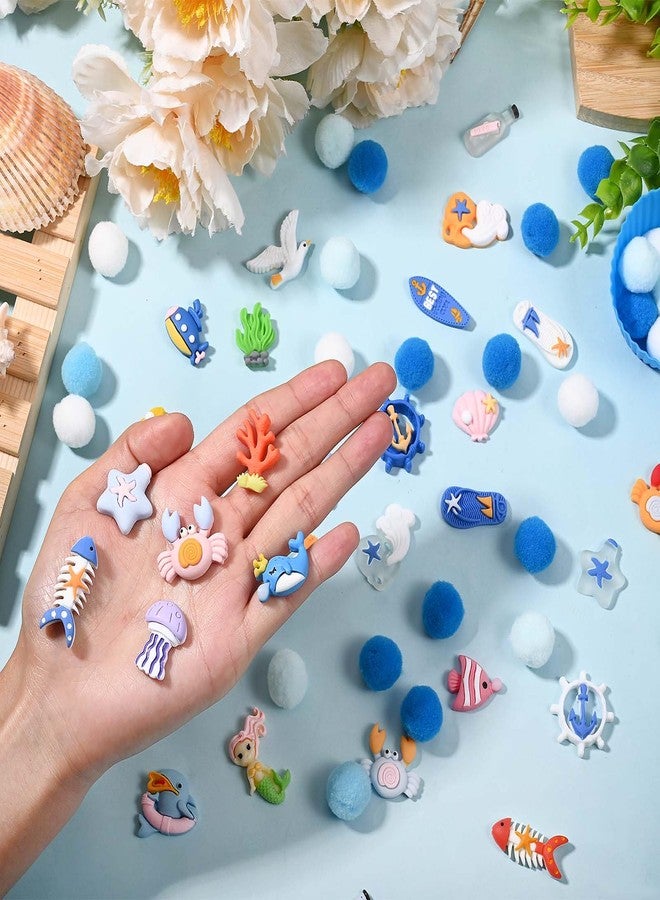 Sanixin 168 Pcs Ocean Sensory Bin Fillers Sea Animal Fine Motor Skills Summer Sensory Bin Item Pompoms Cups Tweezers Scissor Clips for Preschool Education Activities Sorting Counting (Sea) - Image 4