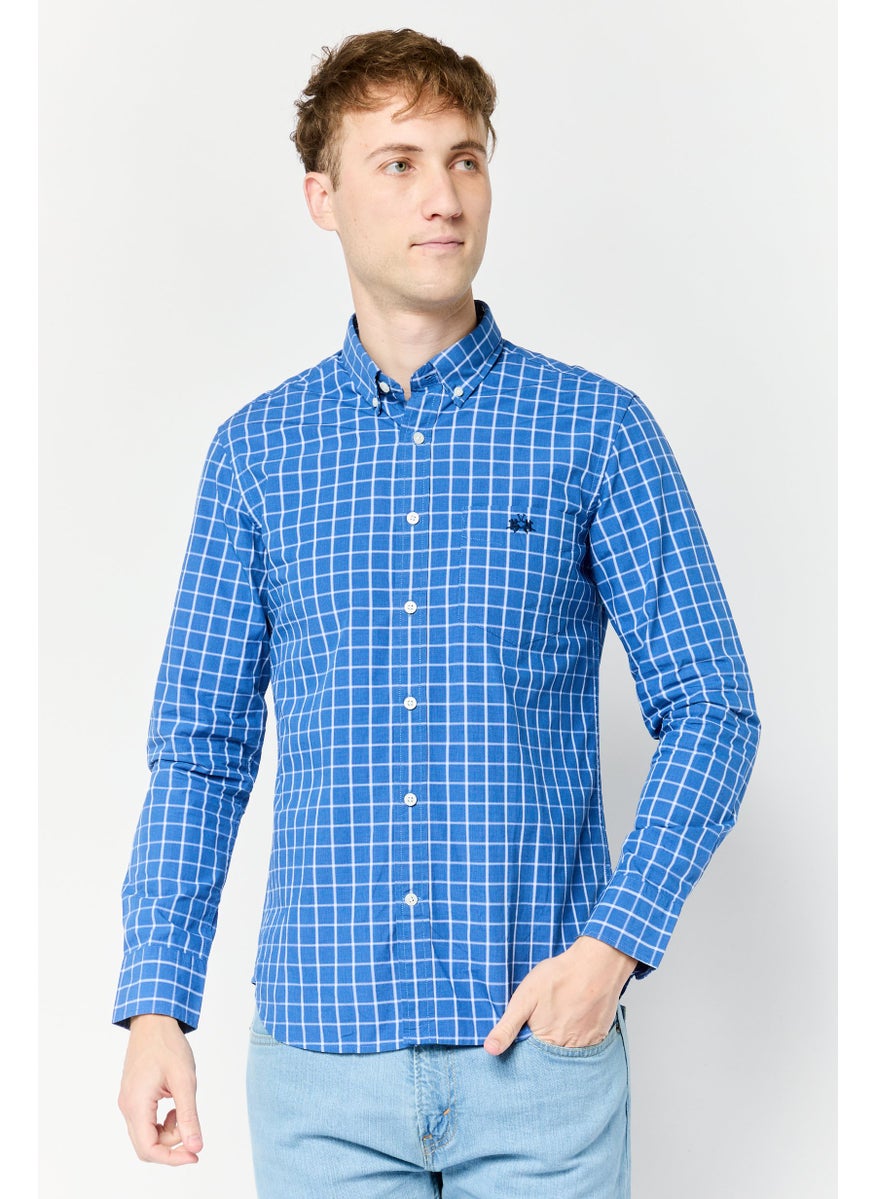 La Martina Men Tailored Fit Embroidered Logo Long Sleeves Casual Shirt, Multicolor  - Image 1