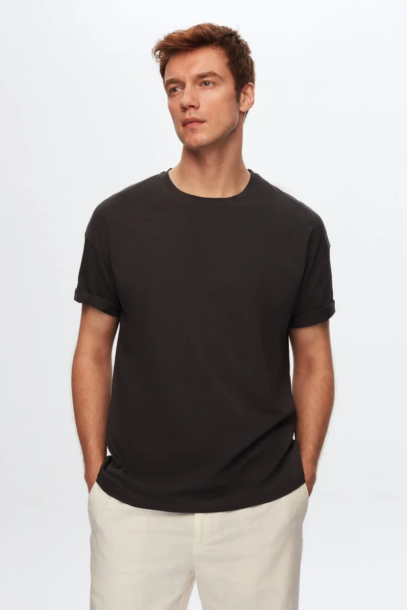 دي أس دامات Comfort Anthracite 100% Cotton T-Shirt 6HC14ORT02006