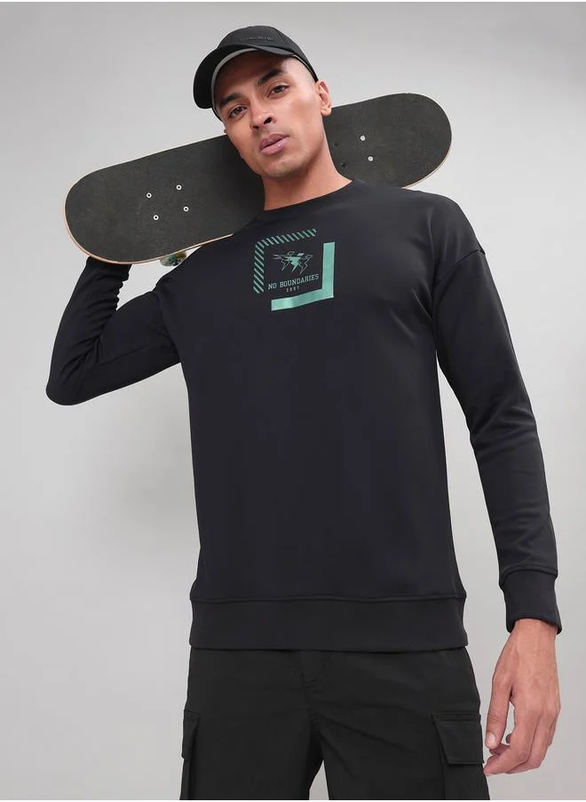 تكنوسبورت 4-Way Stretch Printed Sweatshirt by Styli