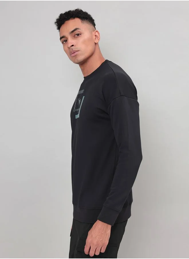 تكنوسبورت 4-Way Stretch Printed Sweatshirt by Styli