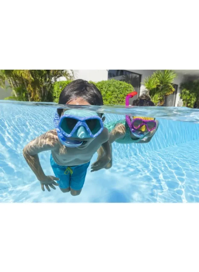 Bestway Bestway Dominator Snorkel Mask Set for Kids, UV Protection, Impact-Resistant Polycarbonate Lens, Adjustable Head Strap, Leak-Resistant Snorkeling Mask & Snorkel, Ages 3+, Assorted Colors