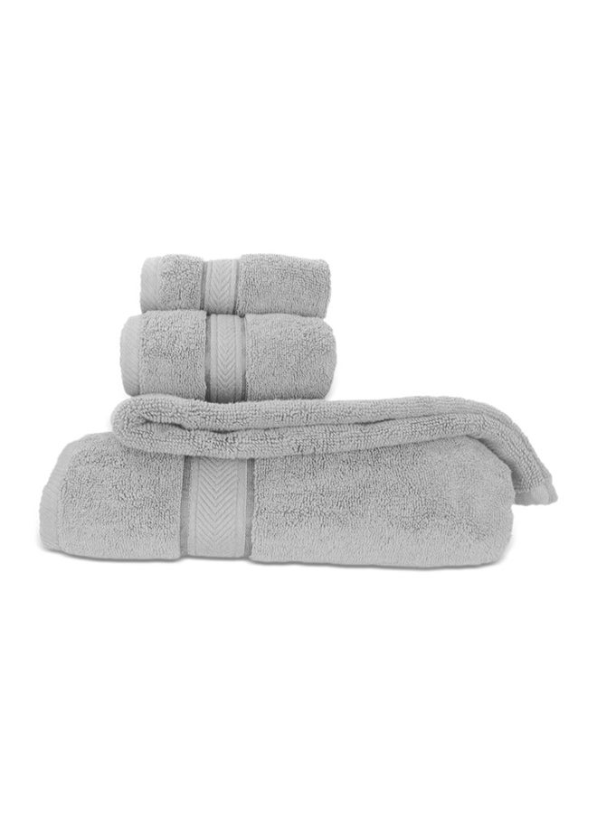 Hotel Linen Klub Hotel Linen Klub LUXURY PACK of 4 Bathroom Towel Sets - 100% Cotton 650 GSM Terry Dobby Border Ring Spun - Super Soft ,Quick Dry,Highly Absorbent ,Bathroom Towel Set with 900GSM Bath Mat, Silver  - Image 1