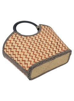 Alsaif Gallery Thermos bag wicker beige with a hand  - Image 3