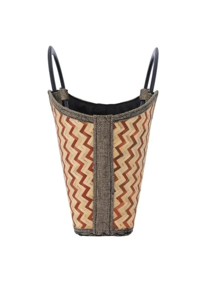 Alsaif Gallery - Thermos bag wicker beige with a hand - Image 1