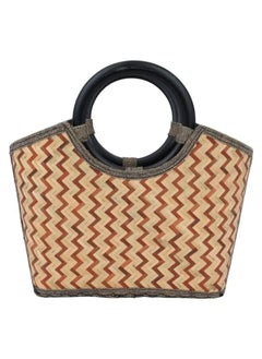 Alsaif Gallery Thermos bag wicker beige with a hand  - Image 2