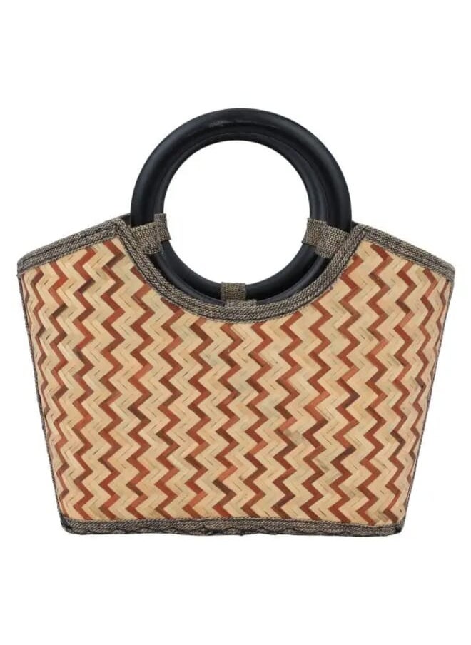 Alsaif Gallery - Thermos bag wicker beige with a hand - Image 1