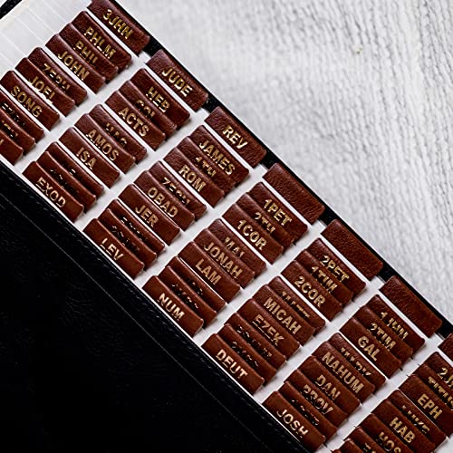 UPAFEXXI-Leather Bible Tabs, Bible Tabs for Women and Men(Gold Foil Lettering) Large Print Stickers, Easy to Read and Apply, 80 Chapters Labels for Easy Navigation (Brown Small) - Image 1