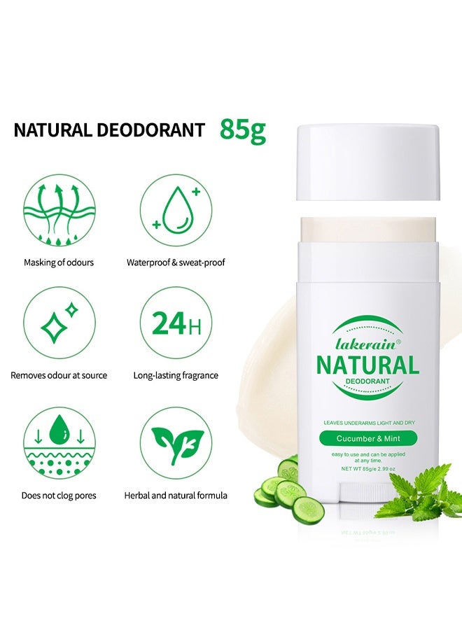 lakerain Natural Deodorant Stick, Natural Deodorant for Women and Men, Long Lasting All-Day Odor and Sweat Protection Waterproof (Cucumber & Mint) - Image 5