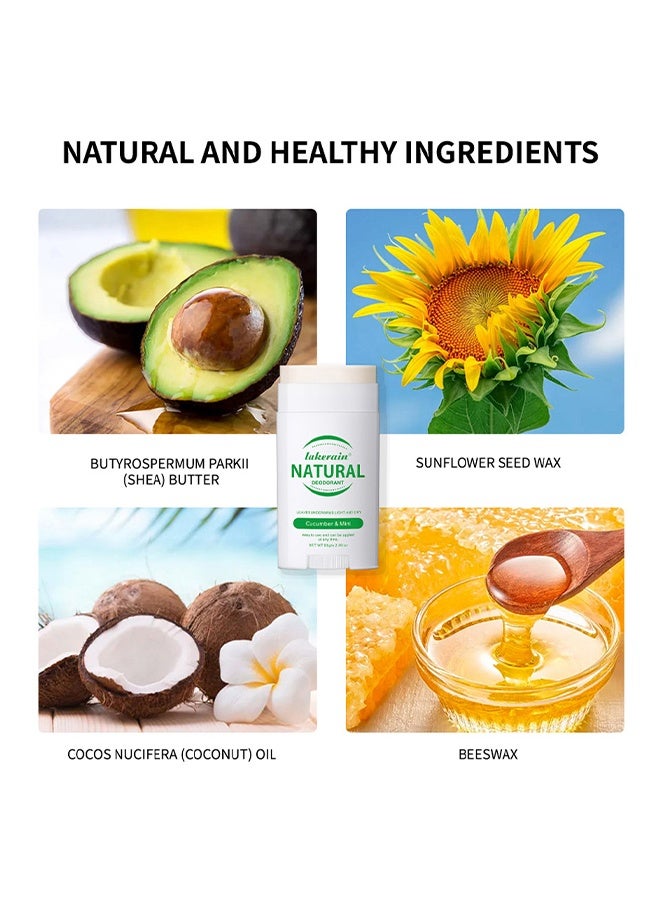 lakerain Natural Deodorant Stick, Natural Deodorant for Women and Men, Long Lasting All-Day Odor and Sweat Protection Waterproof (Cucumber & Mint) - Image 3