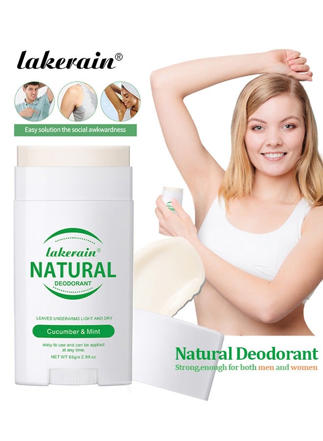 lakerain Natural Deodorant Stick, Natural Deodorant for Women and Men, Long Lasting All-Day Odor and Sweat Protection Waterproof (Cucumber & Mint) - Image 1