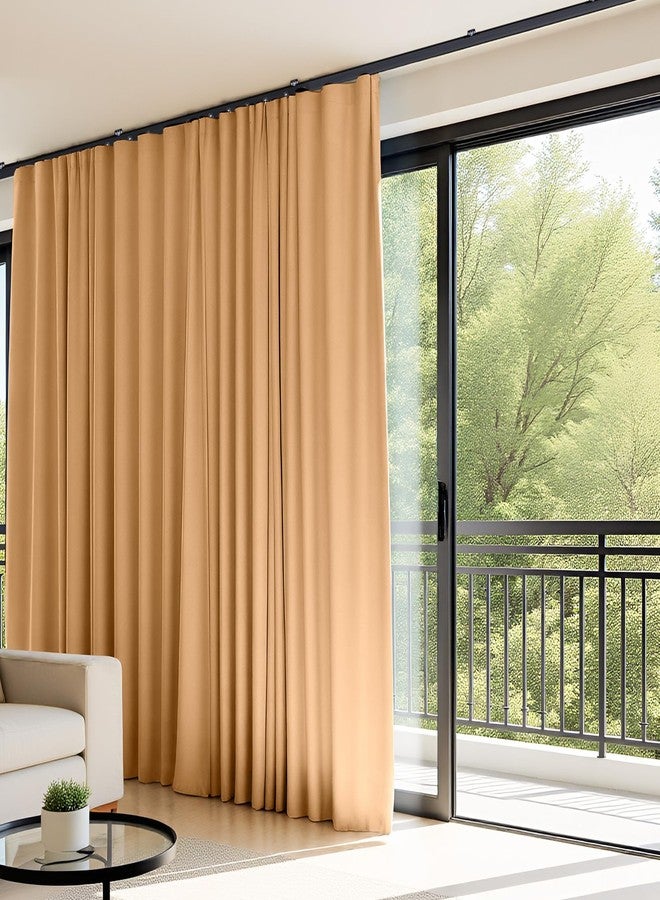 hoeflife Room Divider Curtains Flexible Ceiling Tracks set Curtain track Ceiling Mount Blackout Curtain for Living Room Bedroom Ceiling Curtain Rod Privacy Dividers Panels W100 x H96 Khaki Drape & Black rail - Image 2