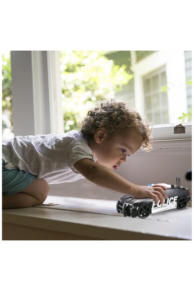 LS Police Car Toy for Kids 1:20 Scale with Flashing Lights Siren Sounds Friction Powered Pretend Play Vehicle Chase Rescue Toy for Boys Girls Everyday Play Gift - Image 2