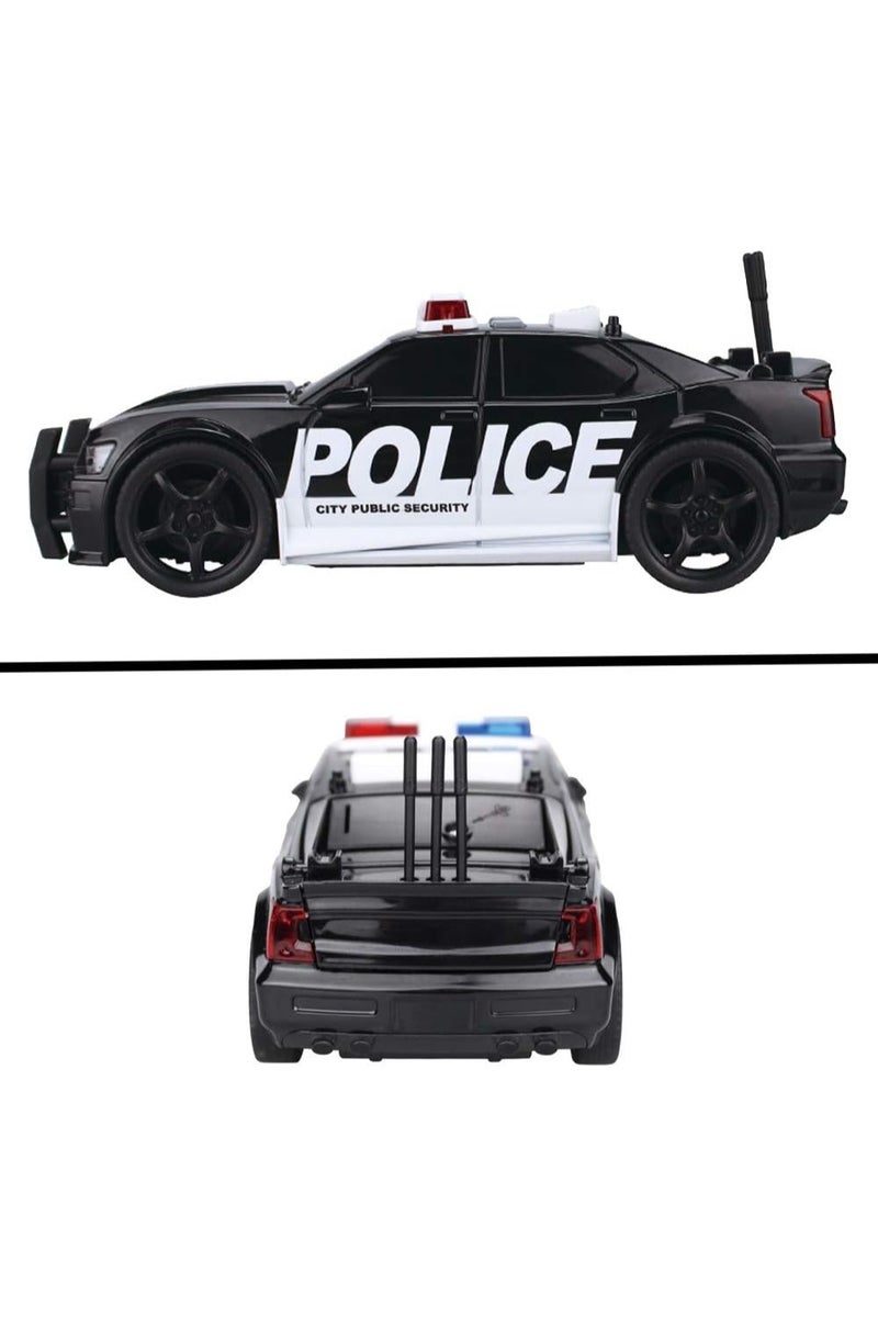 LS Police Car Toy for Kids 1:20 Scale with Flashing Lights Siren Sounds Friction Powered Pretend Play Vehicle Chase Rescue Toy for Boys Girls Everyday Play Gift - Image 3