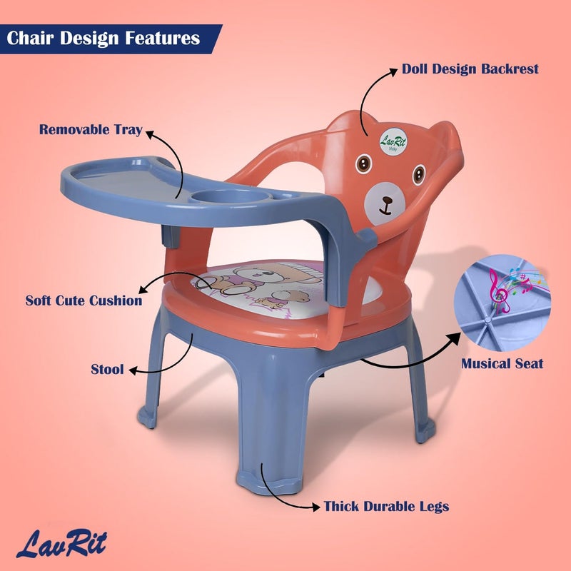 LavRit Plastic Baby Feeding Chair, with Tray Chair/Booster Plastic Chair for Kids/Feeding Chair for Kids,Portable Eating/Safe Chair(1-3 Years)/Upto 20 Kgs - Image 2