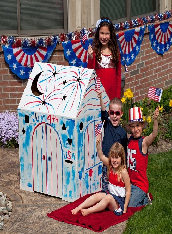 Easy Playhouse Blank Crafty Cottage - Kids Art and Craft for Indoor Fun, Color, Draw, Doodle on this Blank Canvas - Decorate and Personalize a Cardboard Fort, 32" x 26.5" x 40.5" - Made in USA, Age 3+ - Image 5