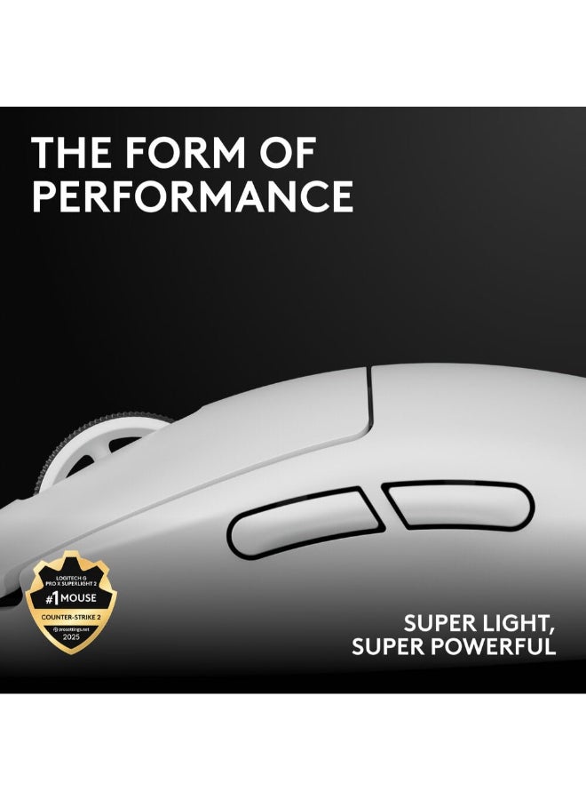 Logitech G PRO X SUPERLIGHT 2 LIGHTSPEED Wireless Gaming Mouse, Lightweight, LIGHTFORCE Hybrid Switches, HERO 2 Sensor, 32,000 DPI, 5 Programmable Buttons, USB-C Charging, PC & Mac - White - Image 3
