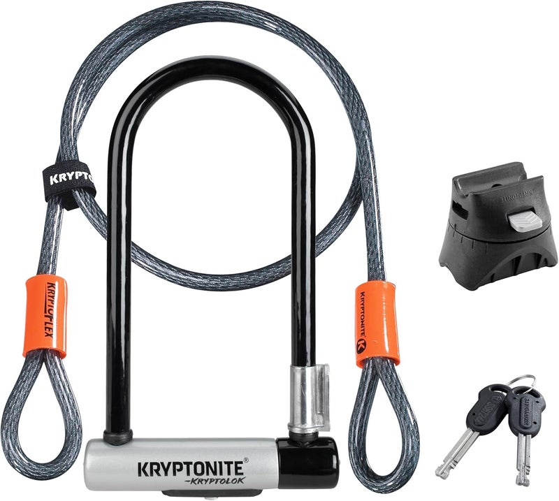 Kryptonite Kryptolok Standard Bike U-Lock with Cable, Heavy Duty Anti-Theft Bicycle U Lock, 12.7mm Shackle and 10mm x 4ft Length Security Cable with Mounting Bracket and Keys - Image 1